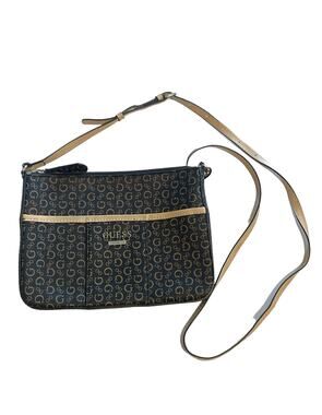 Guess McGill Mini Crossbody Bag Womens Dark Brown PVC Preppy Y2K Handbag Purse